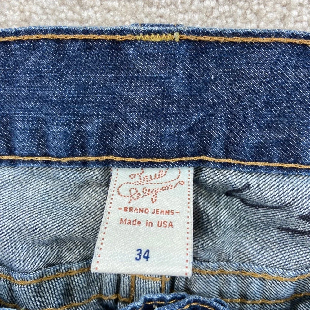 True Religion Denim Shorts Mens 34 (Fits 36) Blue Contrast Stitch Made in USA
